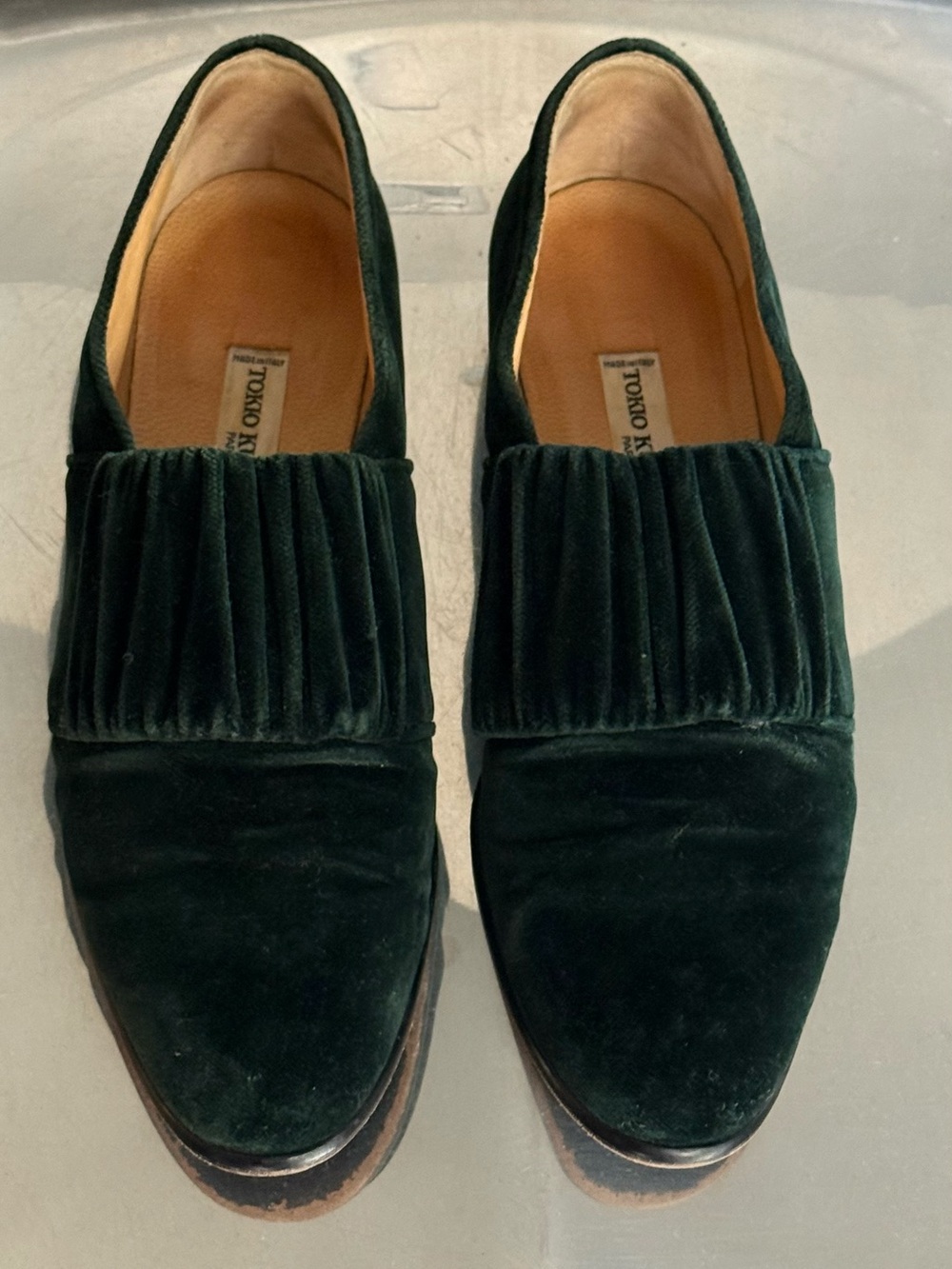 Women’s Dark Green Velvet Loafers